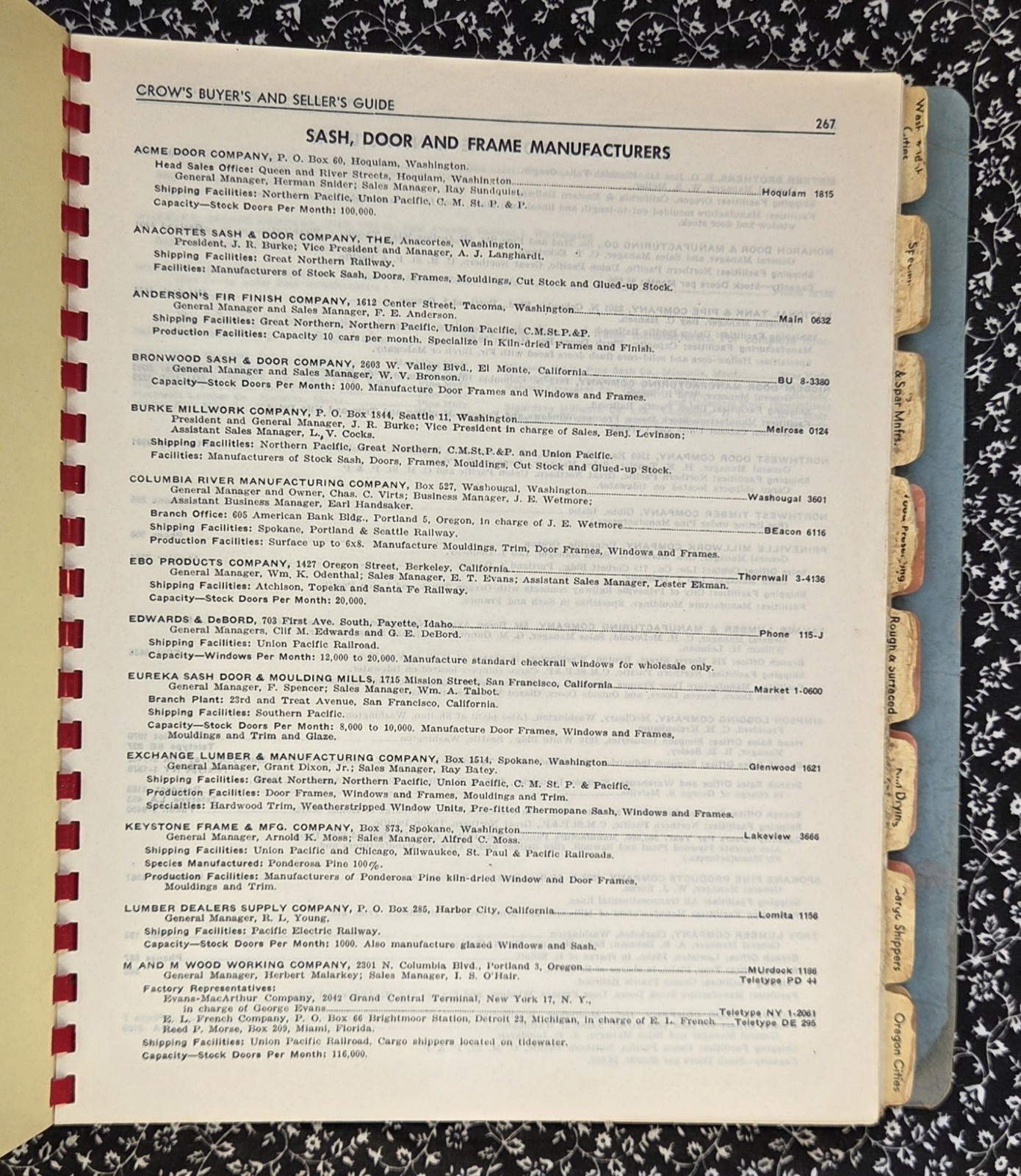 Crow’s Digest Buyer’s and Seller’s Guide, Western Lumber Industry, Portland 1948