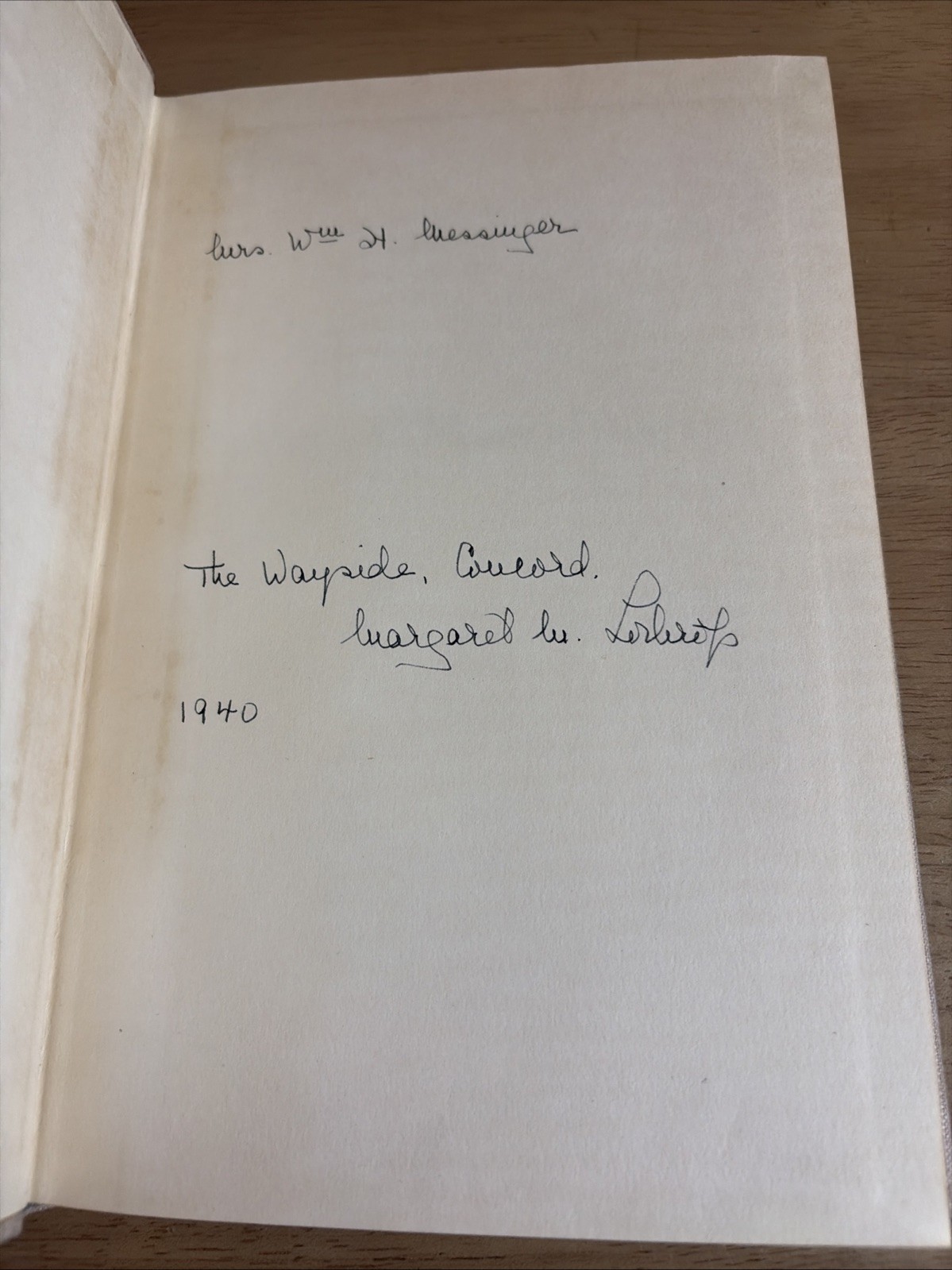 SIGNED! The Wayside: Home of Authors Margaret Lothrop 1940 Illus. 1st Edition
