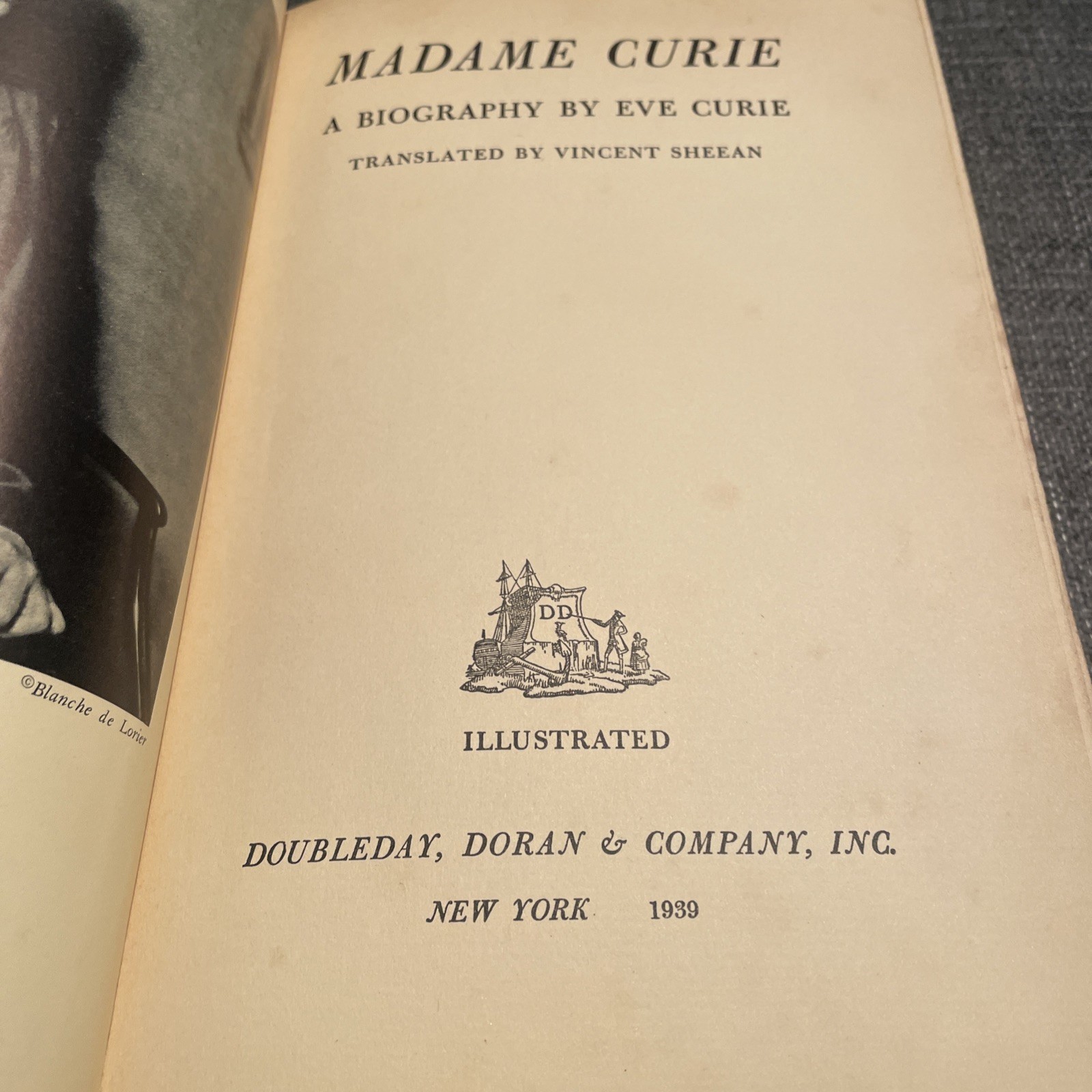 Madame Curie Marie Biography by Eve Curie Illustrations 1937 1st Edition HC