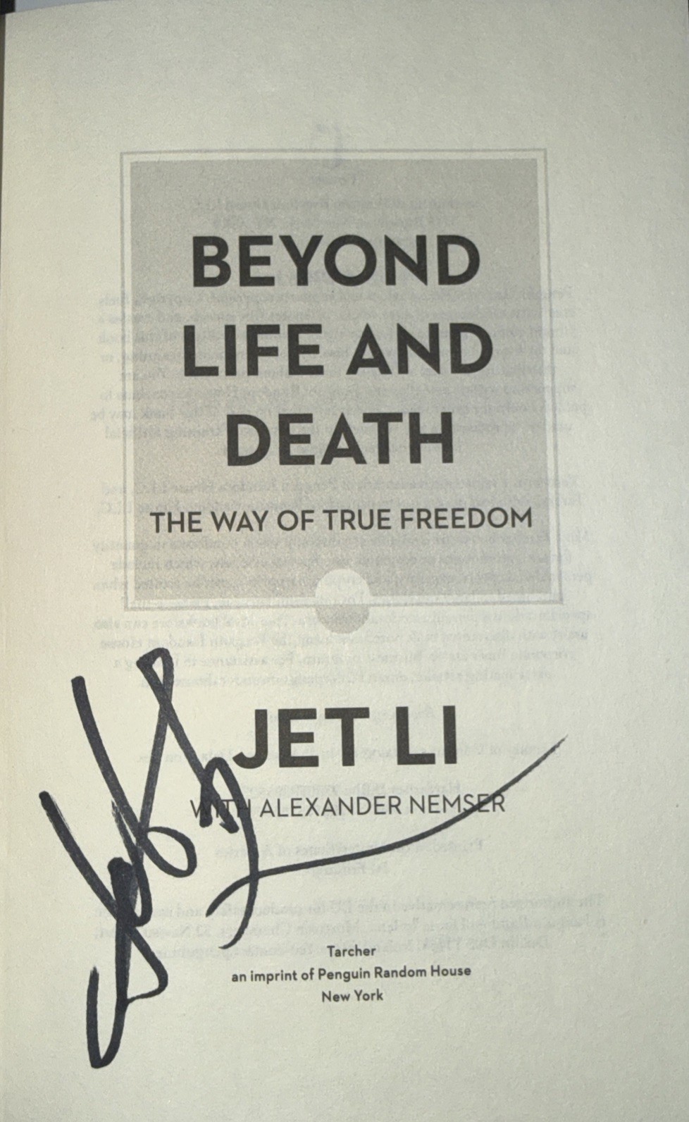 JET LI SIGNED BOOK BEYOND LIFE AND DEATH 1/1 NJ EVENT 5/5/26 PROOF WRISTBAND 1ST