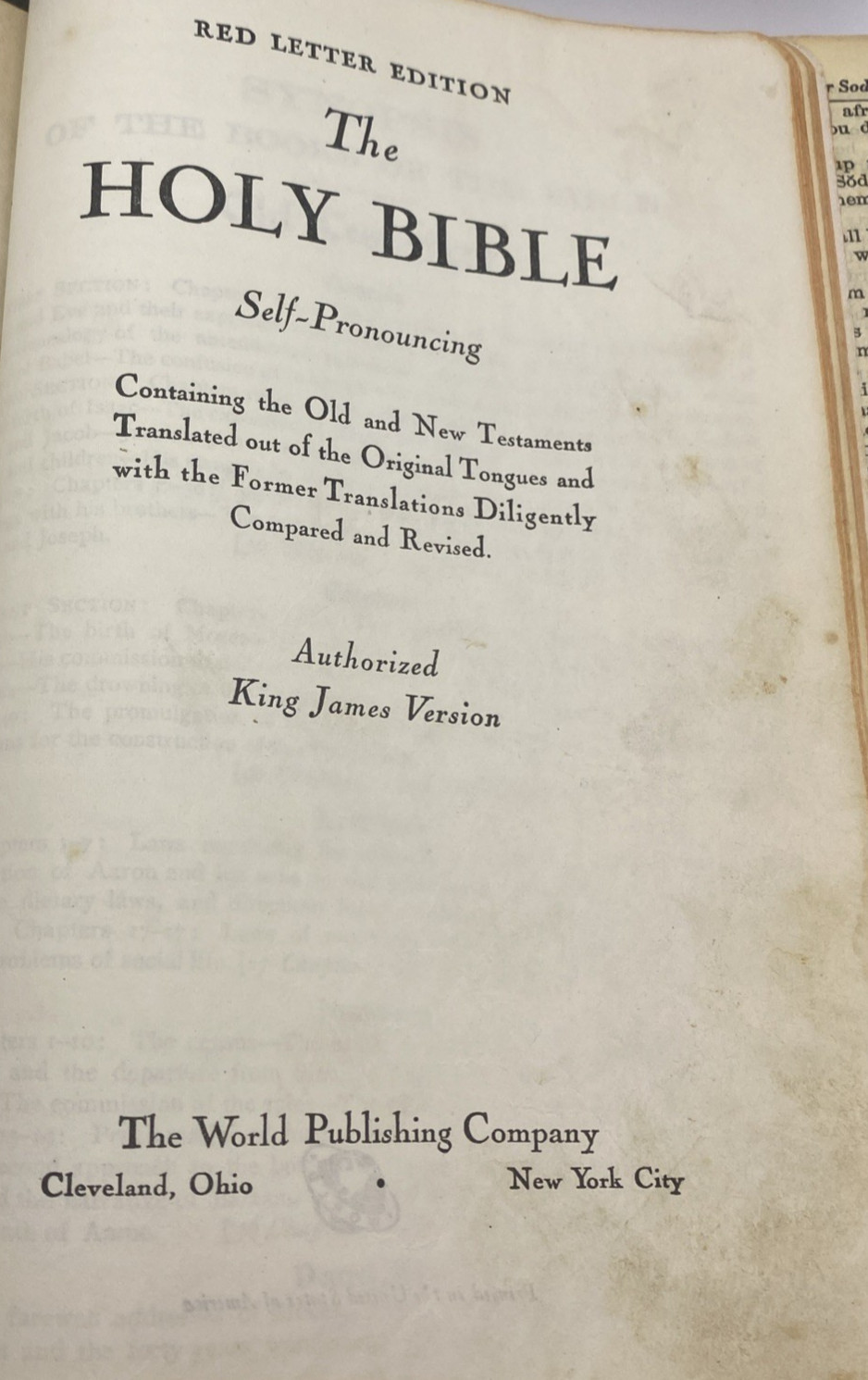 Vintage Holy Bible Red Letter Edition KJV World Publishing Co Leather Bound 1913