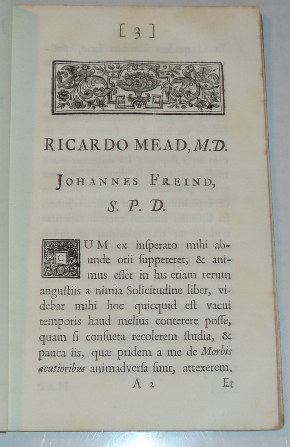 1723 1ST ED. JOHN FREIND on SMALL-POX to RICHARD MEAD plus a 1727 edition