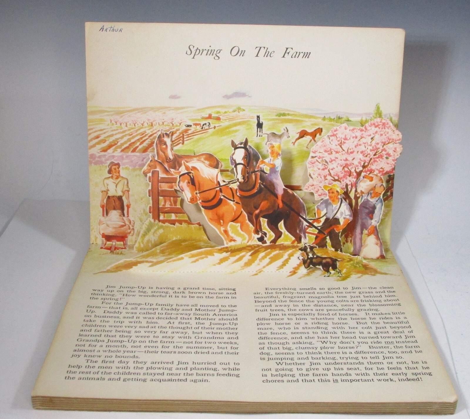 Vintage 1940 THE JOLLY JUMP-UPS ON THE FARM Popup Board Book Geraldine Clyne