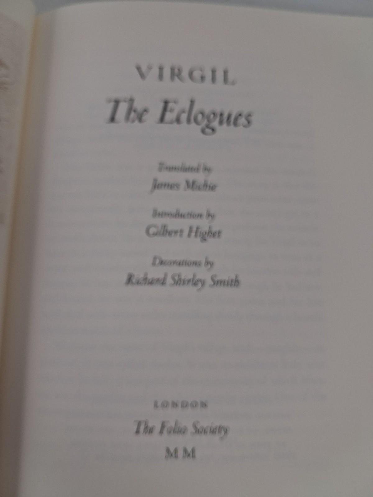 Folio Society Virgil The Eclogues Hardcover Illustrated Luxury Edition