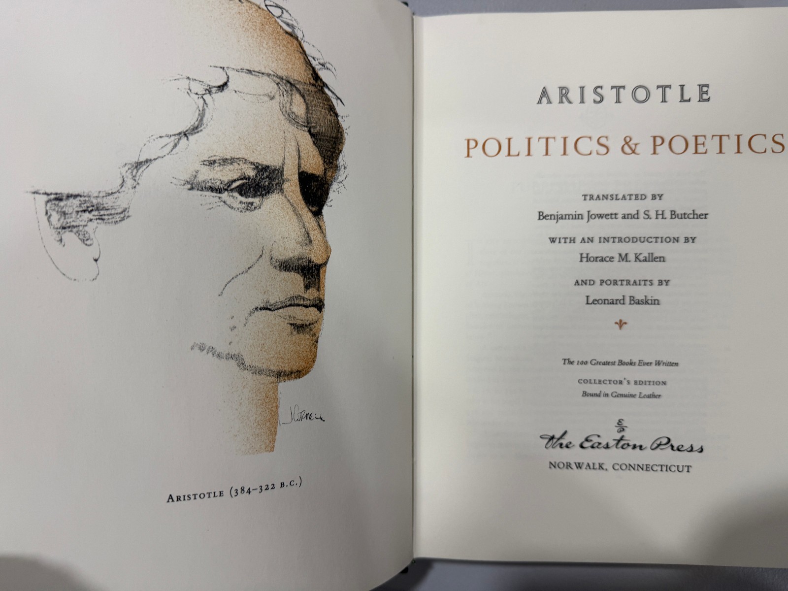 Easton Press Aristotle – Politics and Poetics 100 Greatest Books