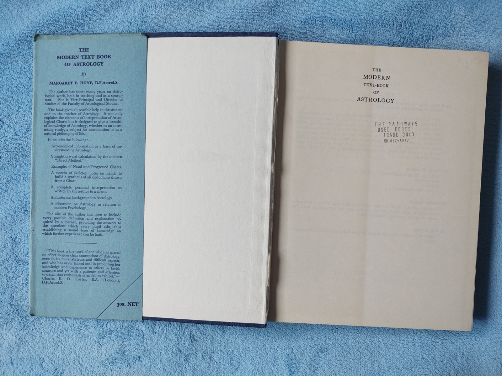 THE MODERN TEXT-BOOK OF ASTROLOGY by Margaret E. Hone 1968 vg