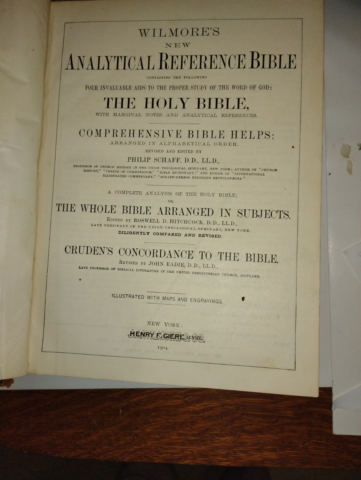 Antique WILMORE’S NEW ANALYTICAL REFERENCE BIBLE – 1904. Very Good-Fine Cond