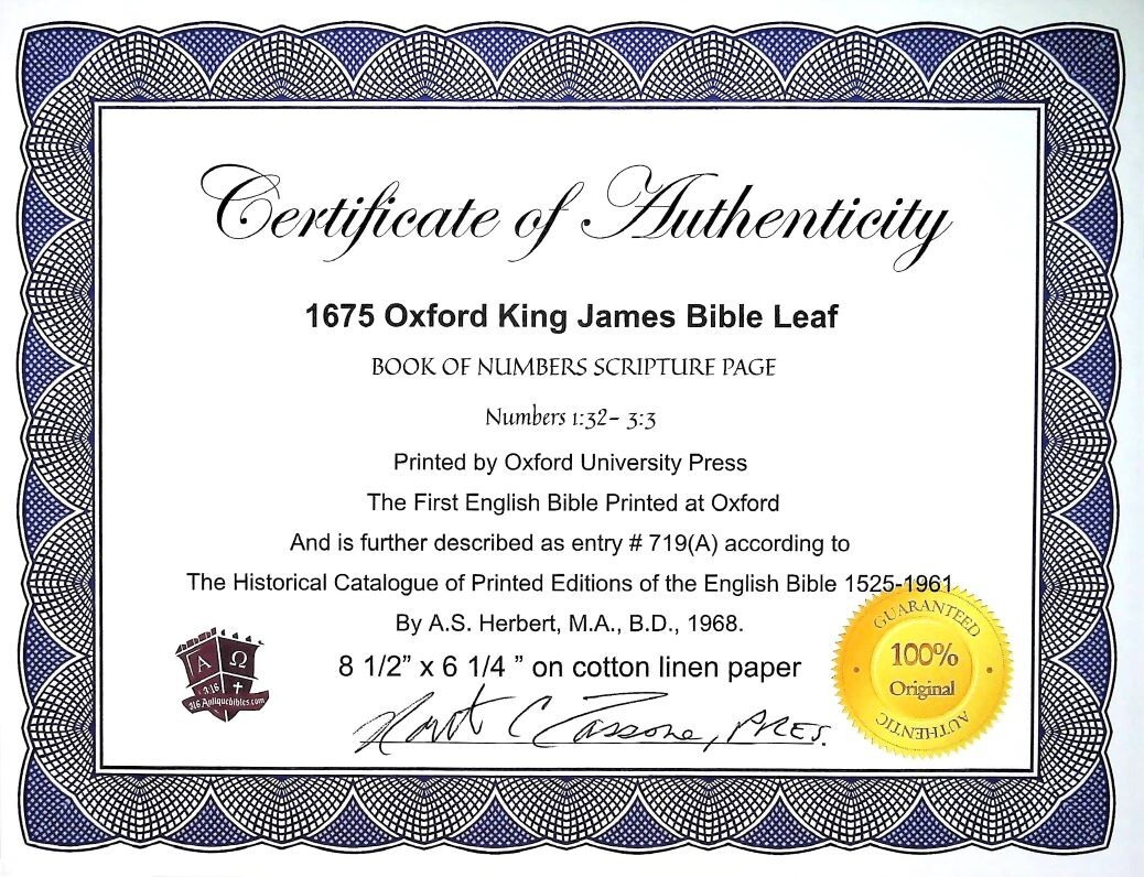 1675 KING JAMES BIBLE KJV LEAVES * YOU PICK* FIRST OXFORD EDITION