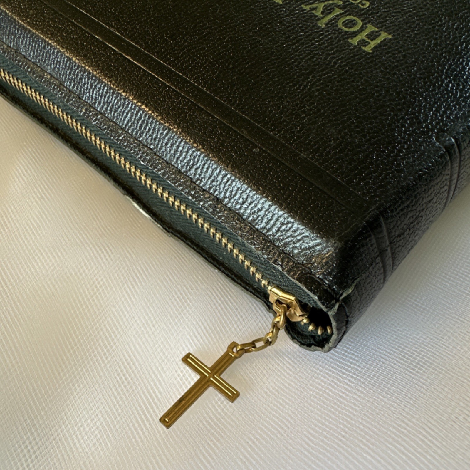 Antiq 1913 Holy Bible Concordanc Zipper Cover Cross Pull 16 Color Maps Red Edges