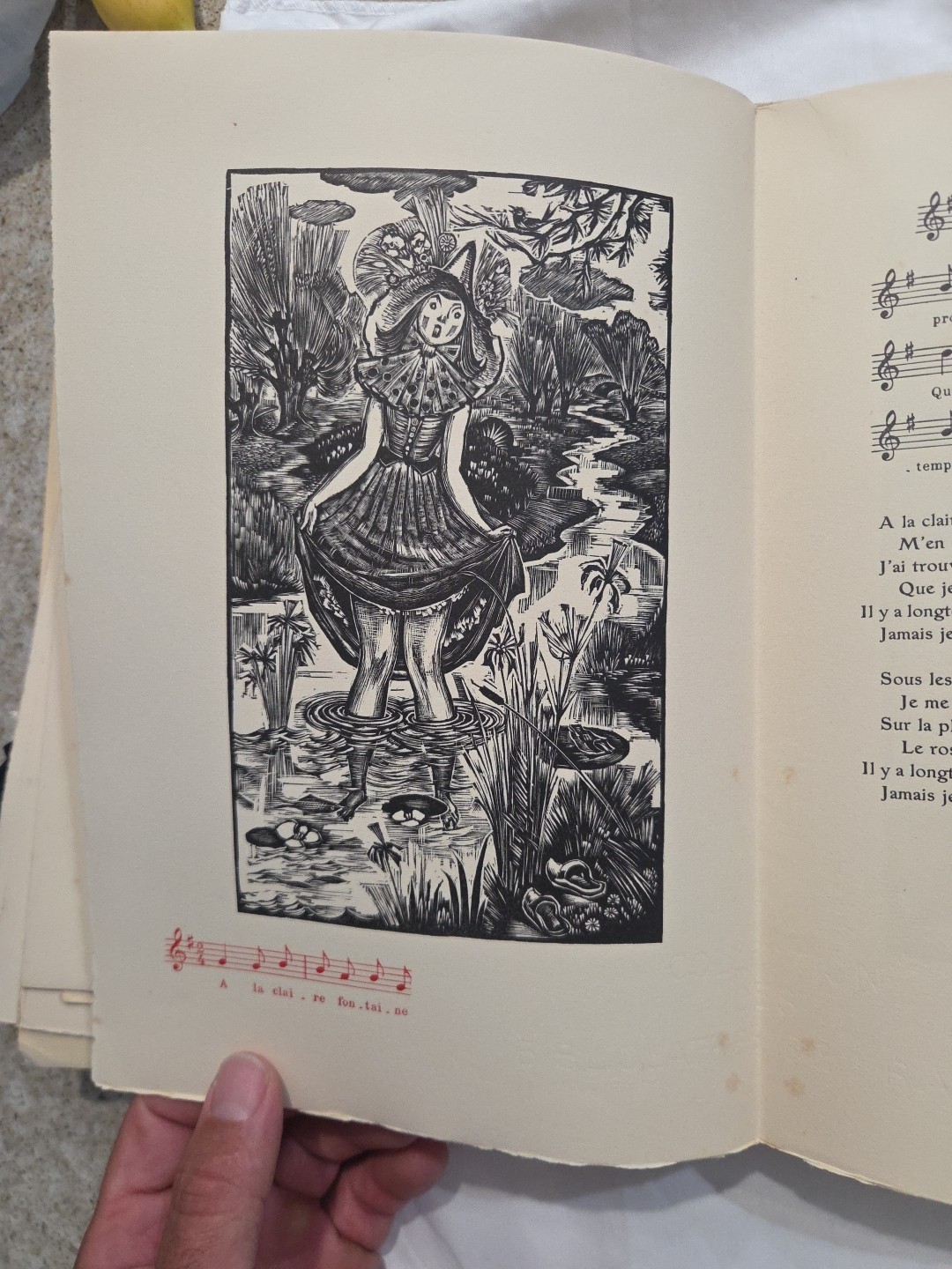 1950 Vieilles Chansons De France. Unbound, 33 Woodcuts Slipcase W/Wear Lemagny