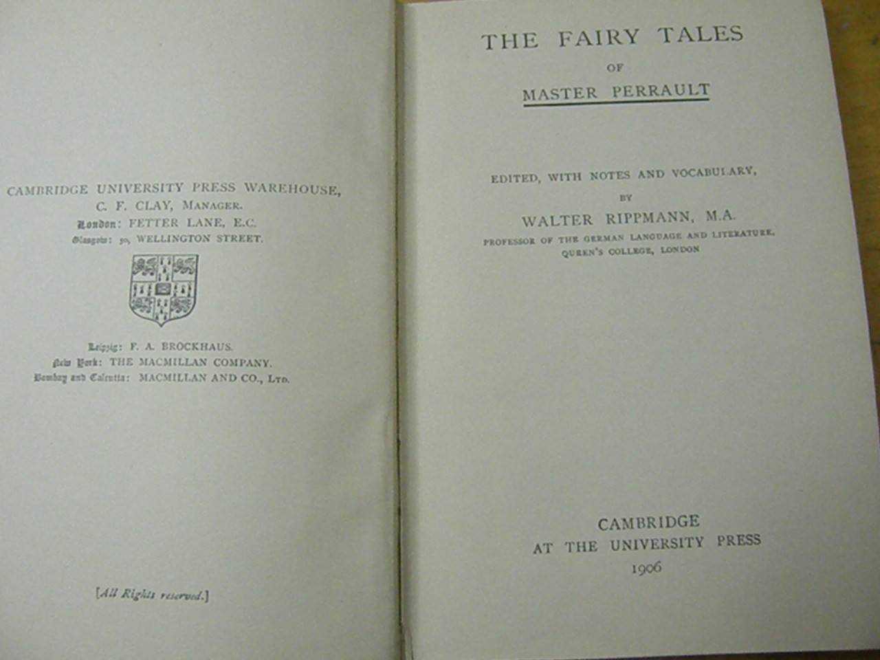 The Fairy Tales of Master Perrault – Walter Rippmann FOLKLORE RARE OCCULT FRENCH