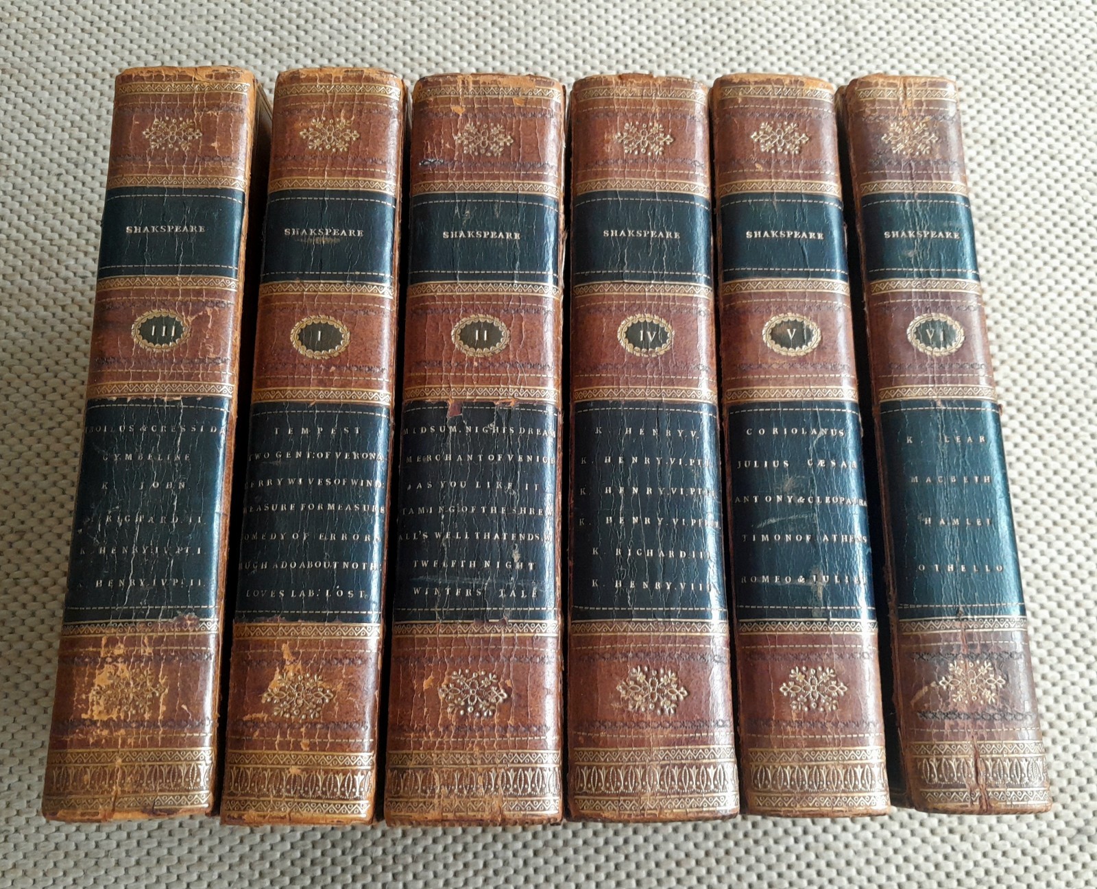 1700s THE WORKS OF WILLIAM SHAKESPEARE, FINE BINDINGS, GOOD CONDITION