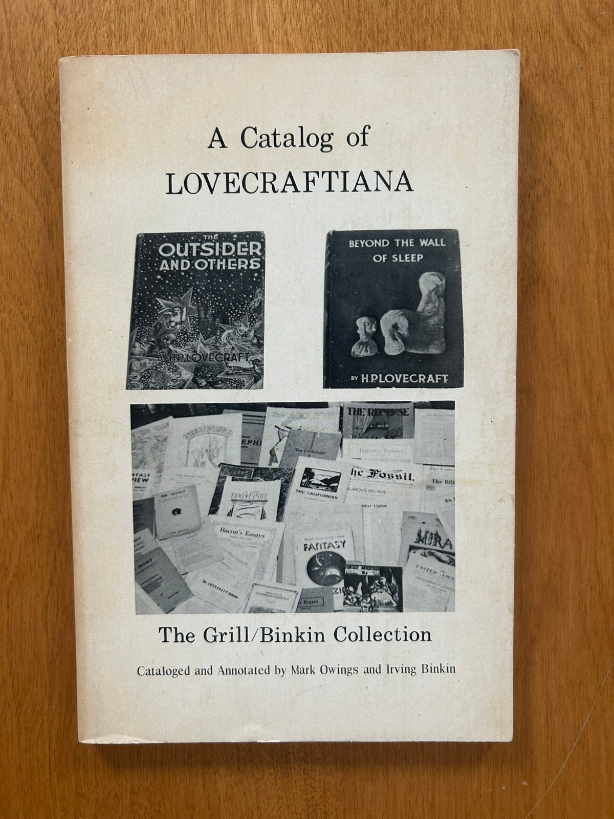 1975 A Catalog of Lovecraftiana – The Grill/Binkin Collection – H.P. Lovecraft