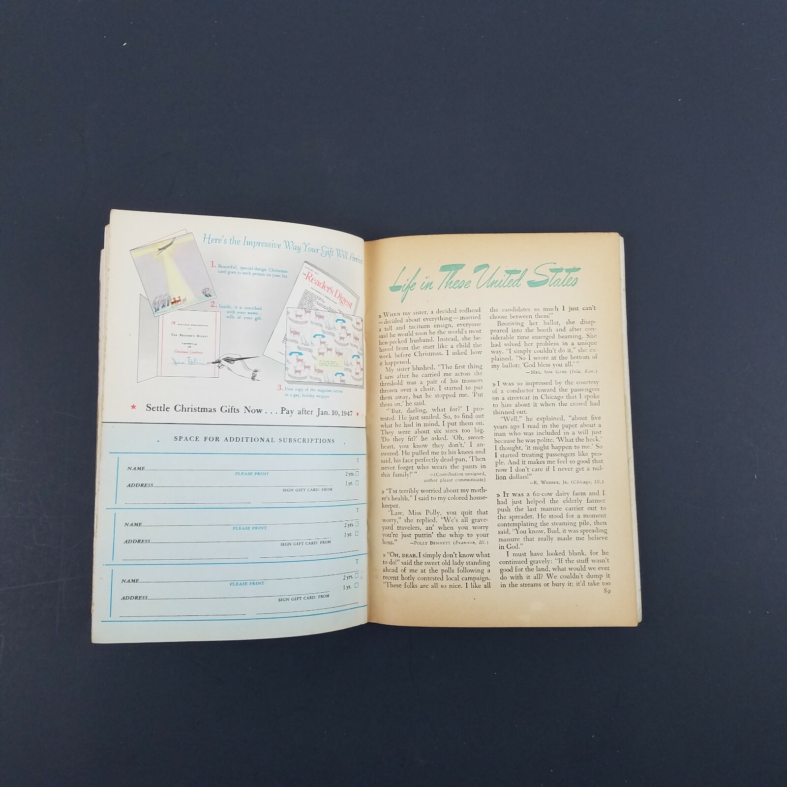 Readers Digest November 1946 Kathryn Forbes Billy Rose Walter Lippmann Damrosch