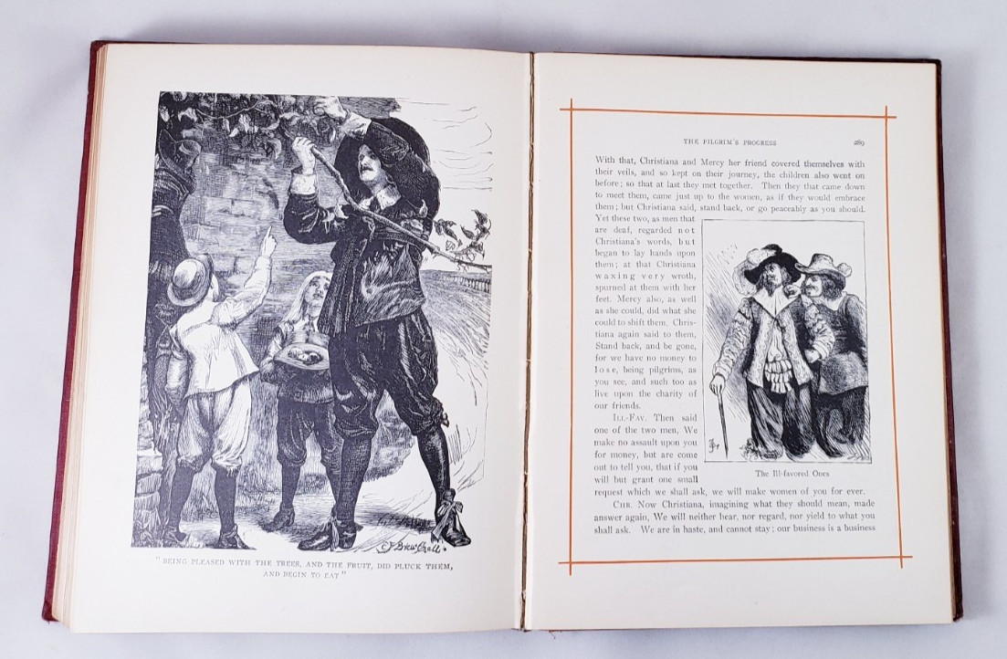 Antique The Pilgrims Progress John Bunyan The Christian Herald Red Line Edition