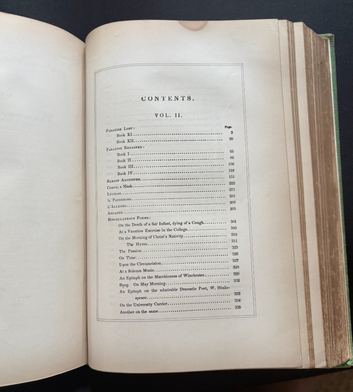Antique 1800’s Book THE POETICAL WORKS OF JOHN MILTON Paradise Lost/2 Vols. in 1
