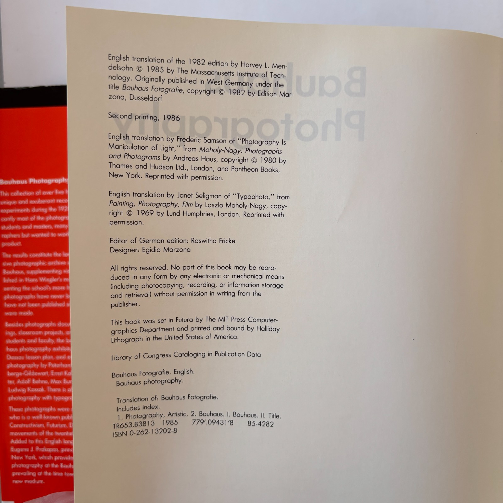 Bauhaus Photography MIT Press 1986 Hardcover Dust Jacket
