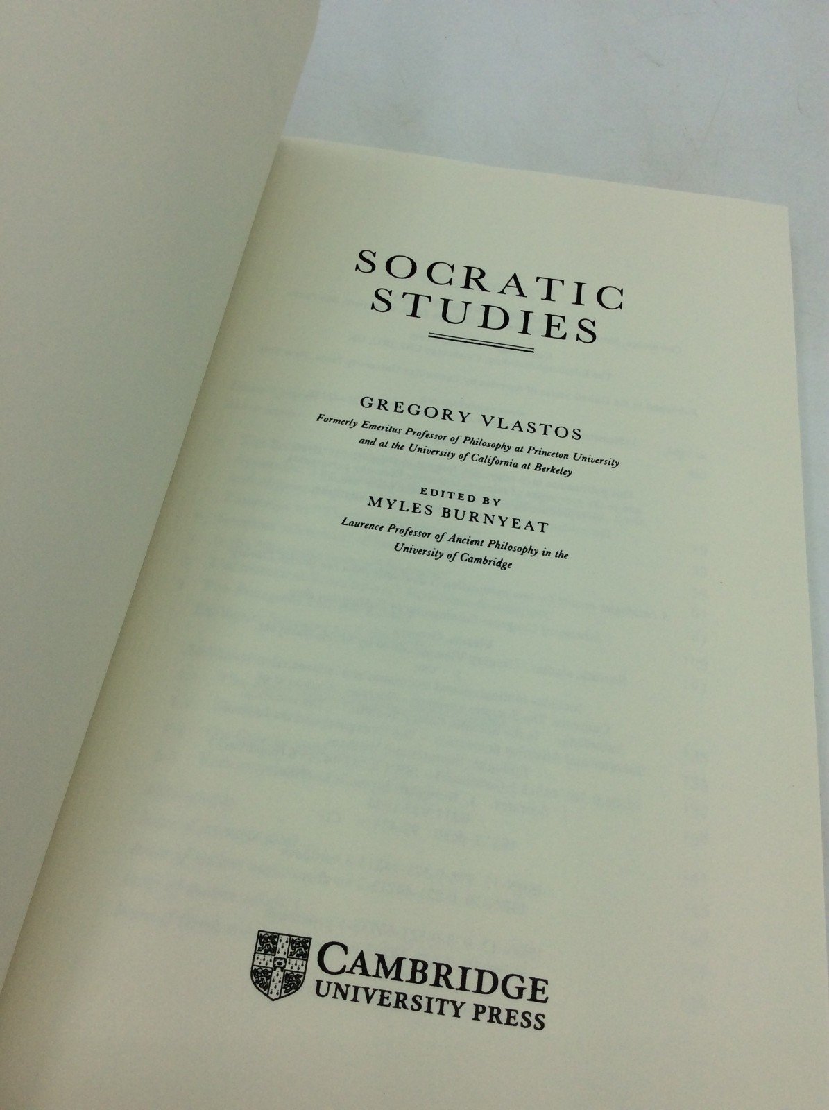 SOCRATIC STUDIES – Gregory Vlastos – 1995 – classical studies