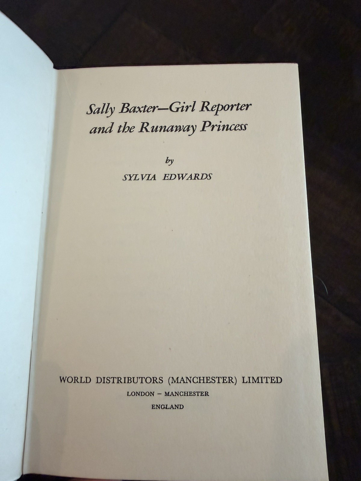 Sally Baxter, Girl Reporter # 1 The Runaway Princess 1958 DJ Excellent RARE