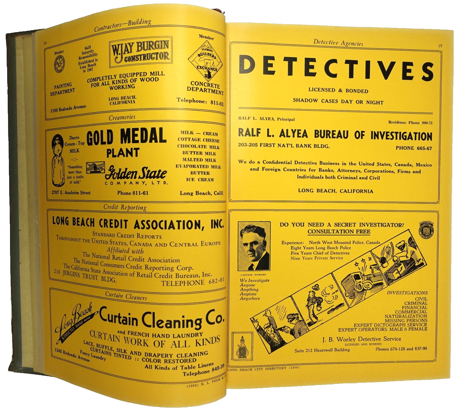 Polk’s Long Beach California City Directory Buyer Guide Business Directory 1936
