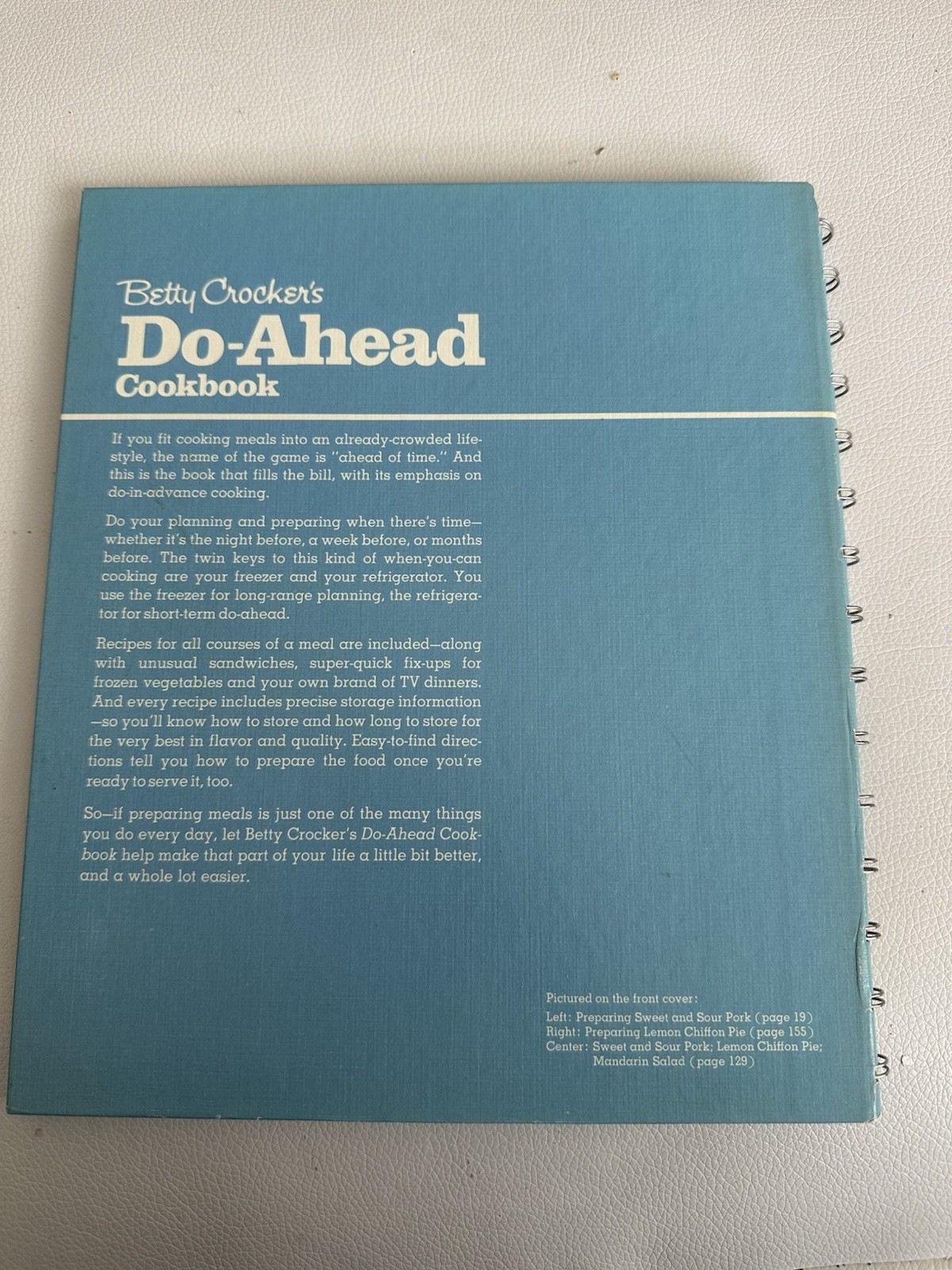 Vintage Betty Crocker Do-Ahead Cookbook Spiral Bound HC 1972 First Printing