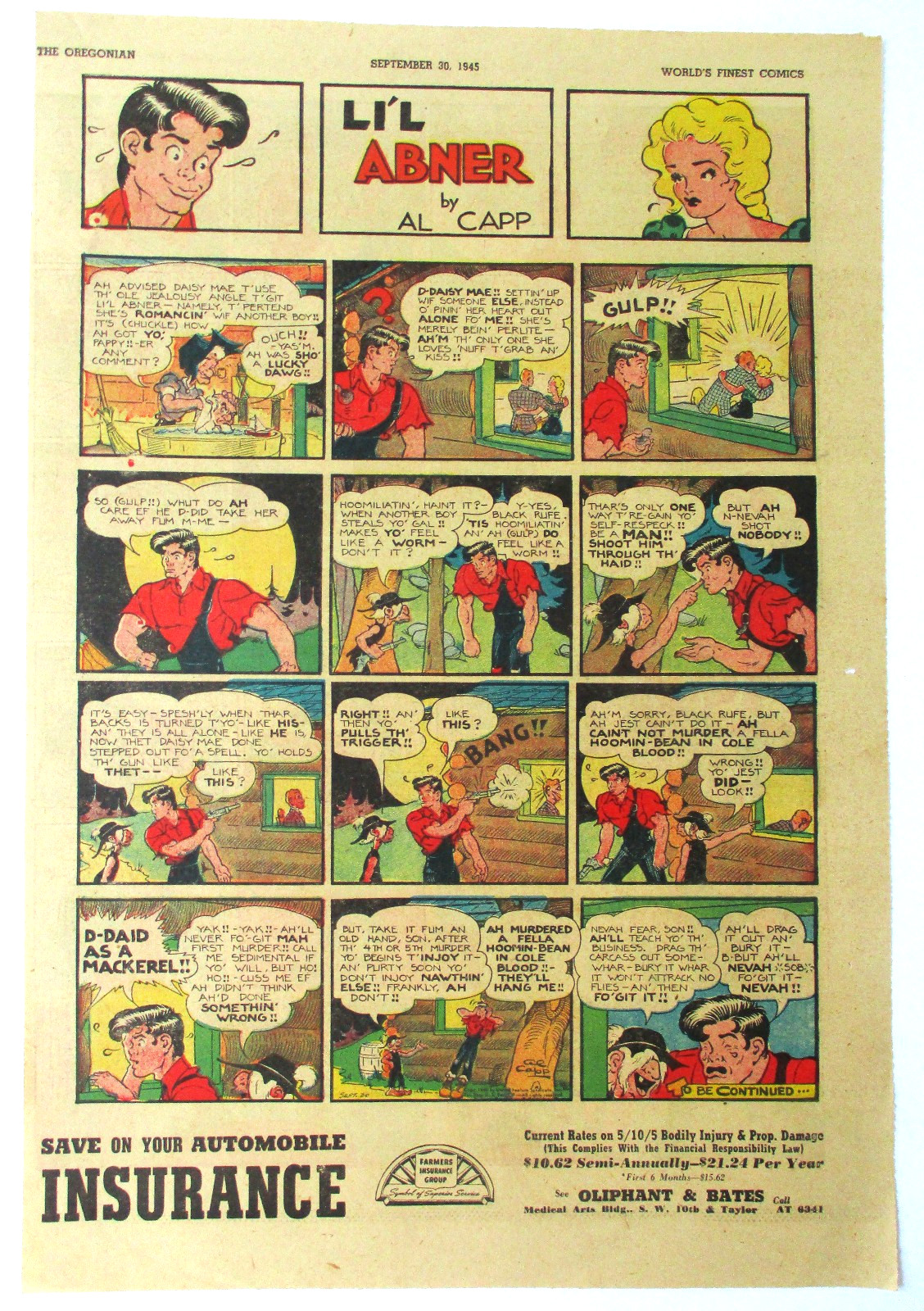 Li’L Abner By Al Capp 1945 Newspaper Comics Red Ryder Gasoline Alley The Gumps