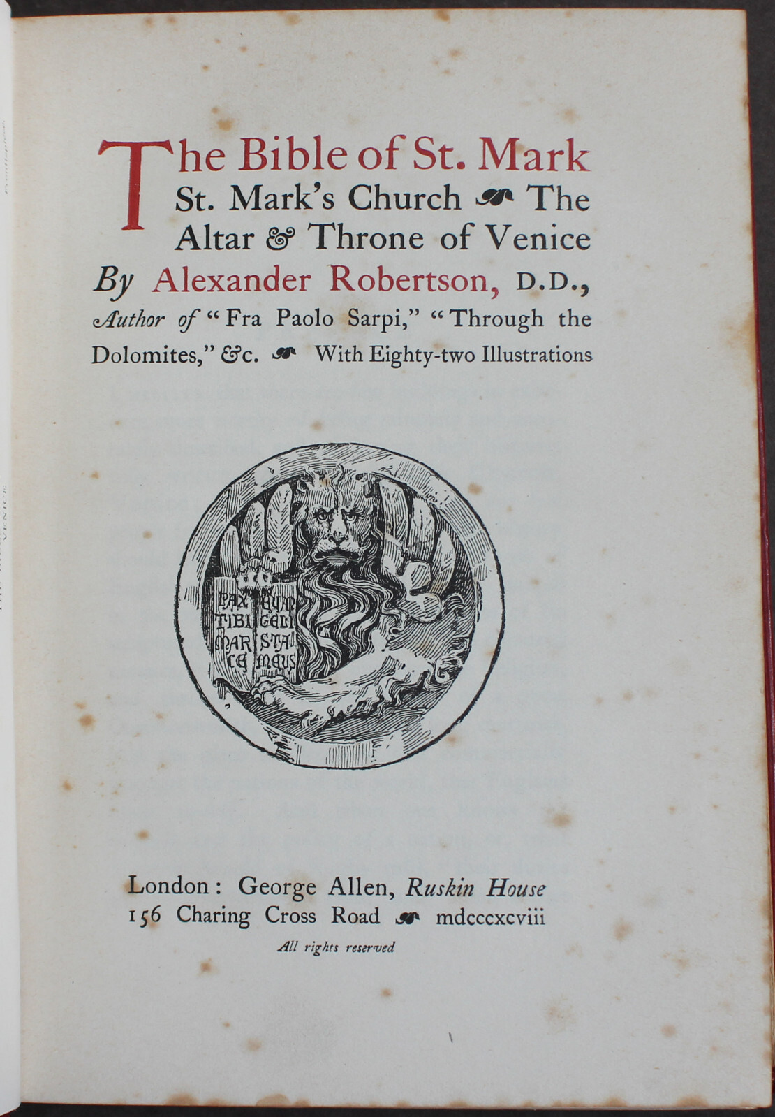 Rare Antique Old Book St. Mark’s Church Venice 1898 Illustrated Italy Europe ⭐️