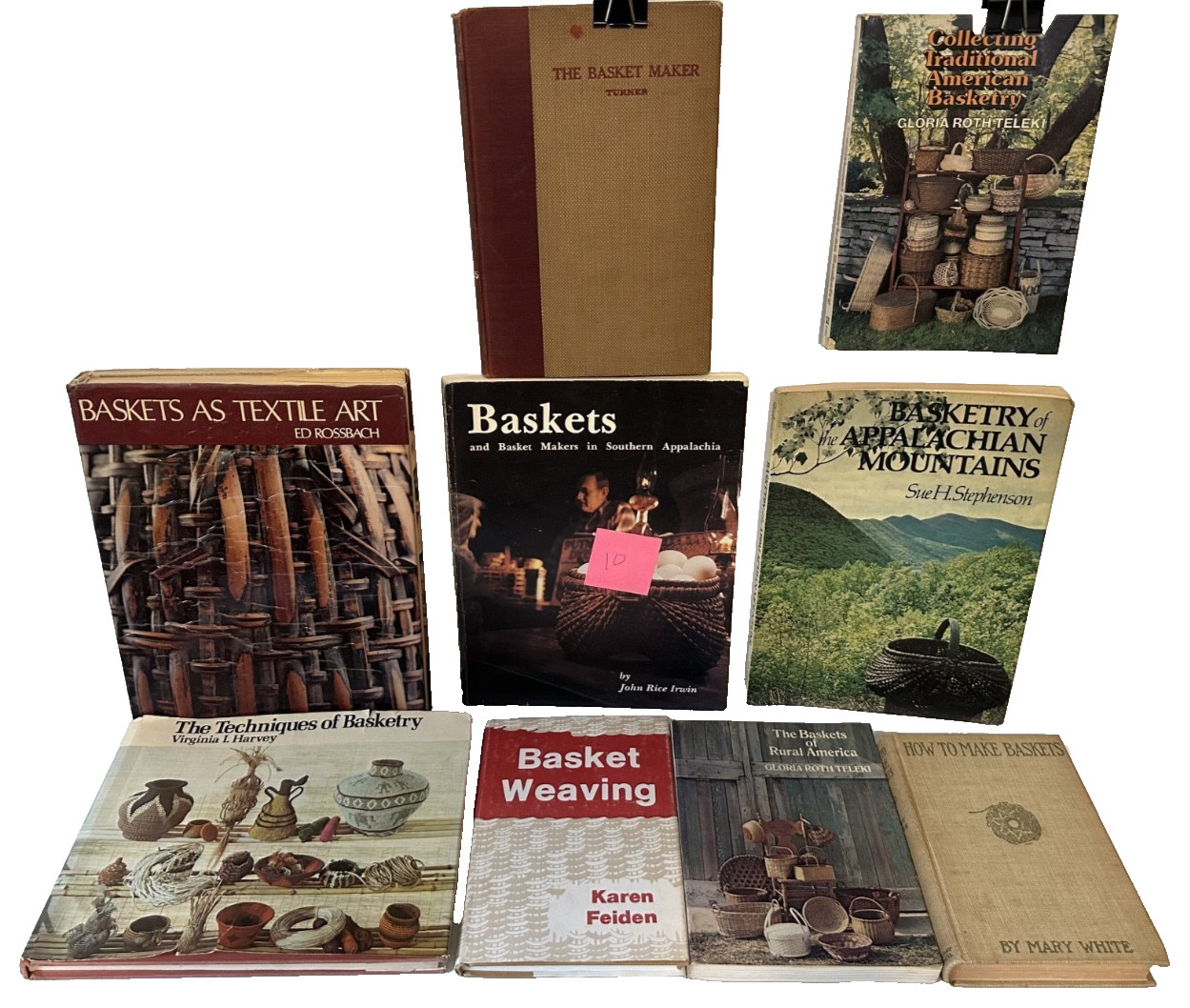 Rural American baskets 9 VTG book lot Appalachian folk traditional basket making