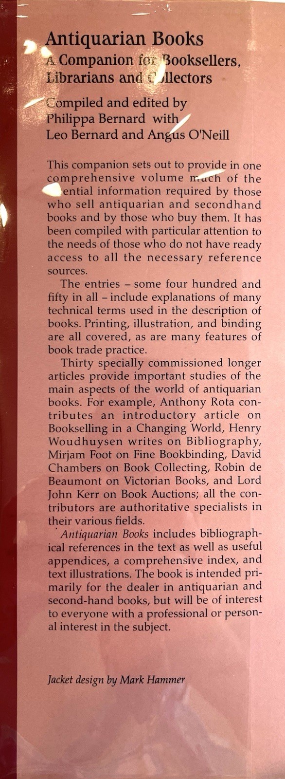 Antiquarian Books: A Companion – Philippe Bernard FLAWLESS HC First Edition 1994