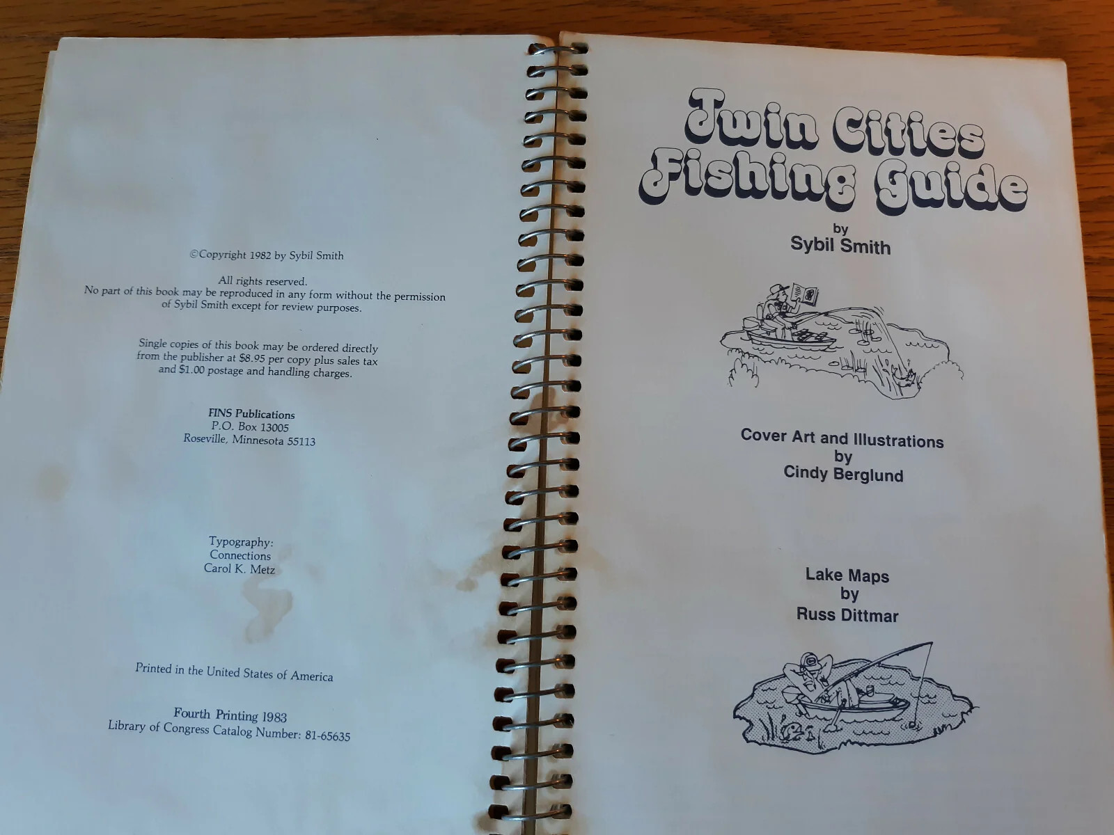 Twin Cities MN Fishing Guide 1983 Sybil Smith Spiral Paperback Book Minnesota