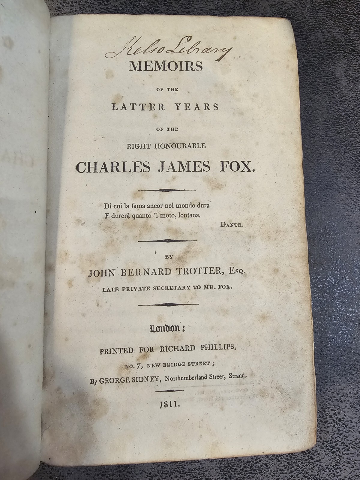 1811 Memoirs of Charles James Fox John Bernard Trotter Full Leather London