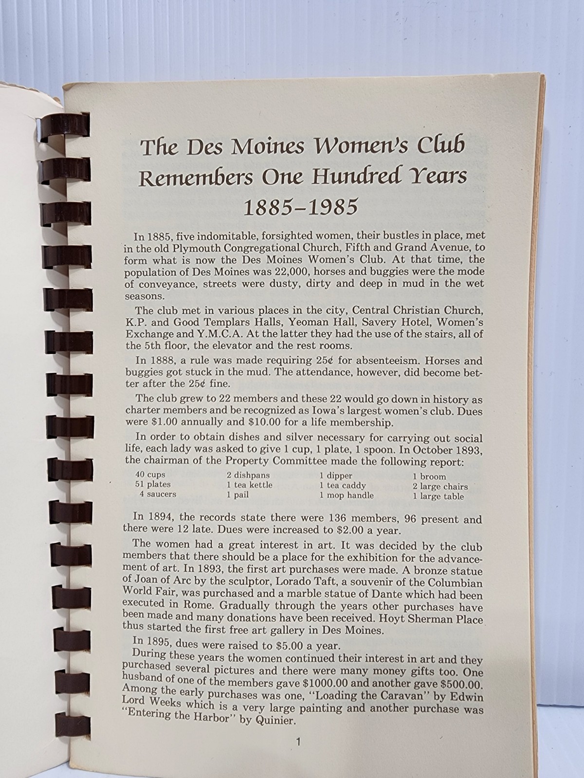 Des Moines Women’s Club Cookbook Centennial Edition 1885 – 1985 (Spiral)