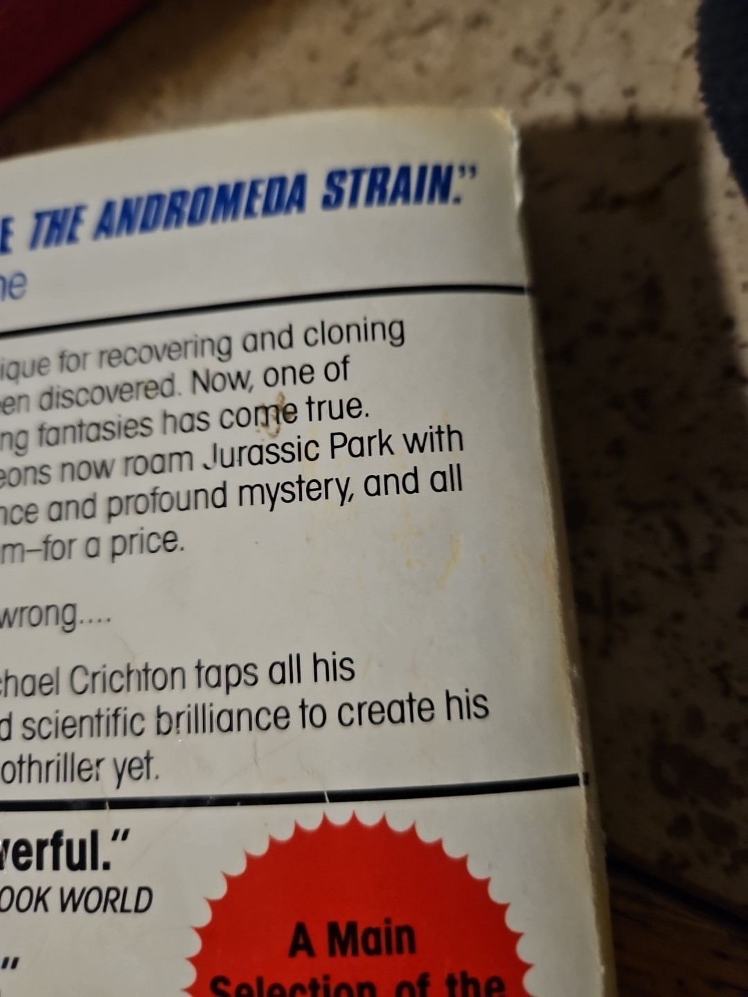 1993 Ballantine Books – Jurassic Park by Michael Crichton Paperback Book