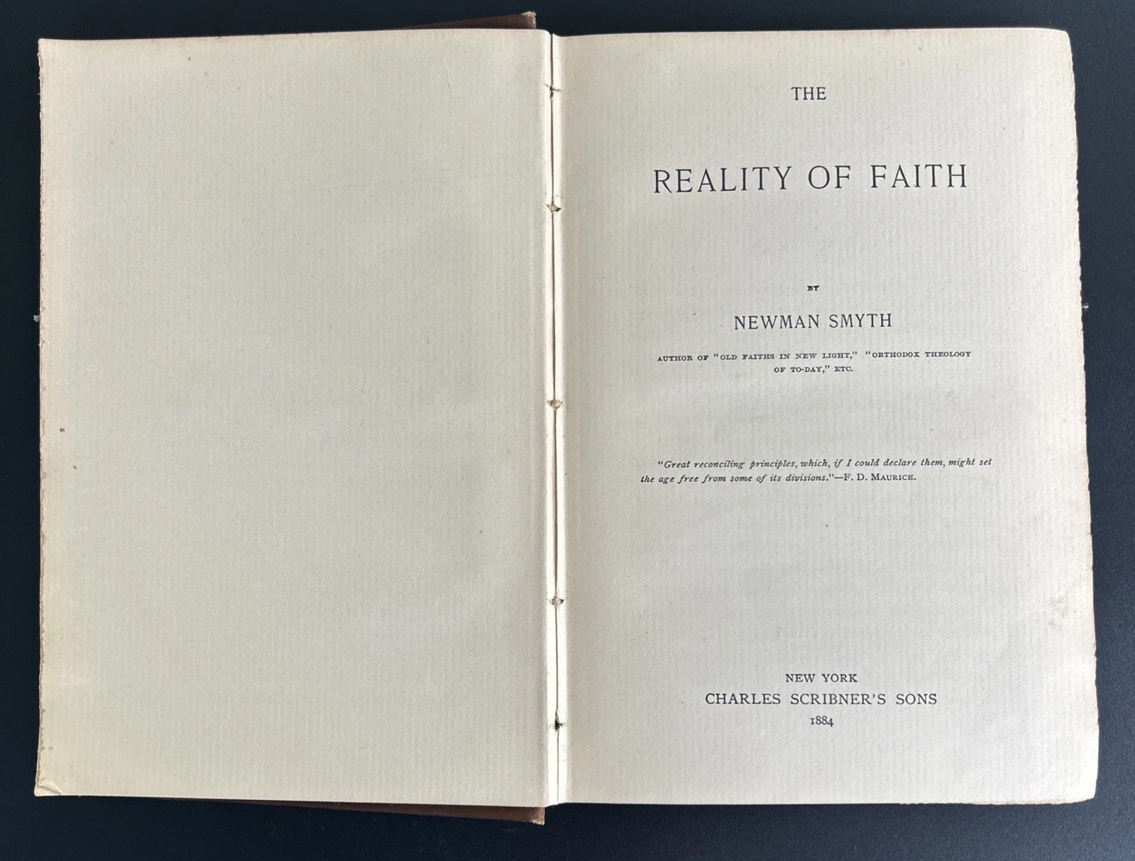 ANTIQUE 1884 RELIGIOUS BOOK THE REALITY OF FAITH BY NEWMAN SMYTH NY SCRIBNER’S