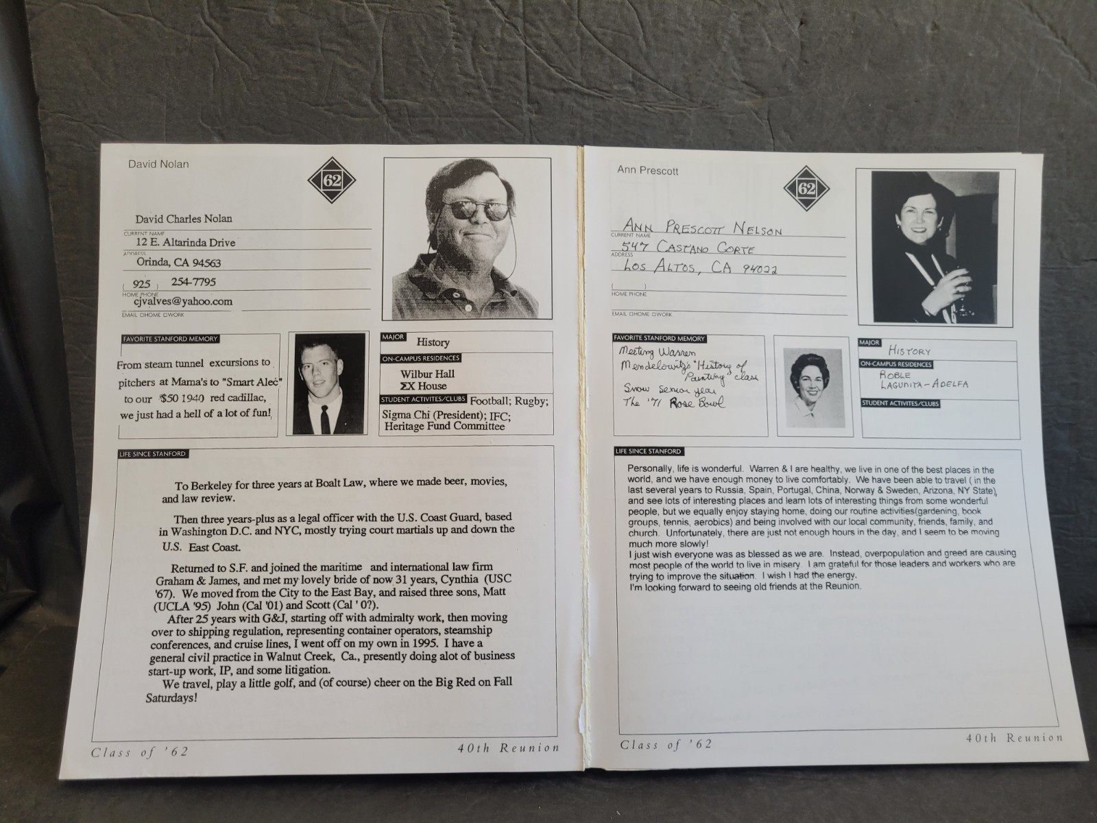 Stanford Class of 1962 – 40th Reunion Yearbook