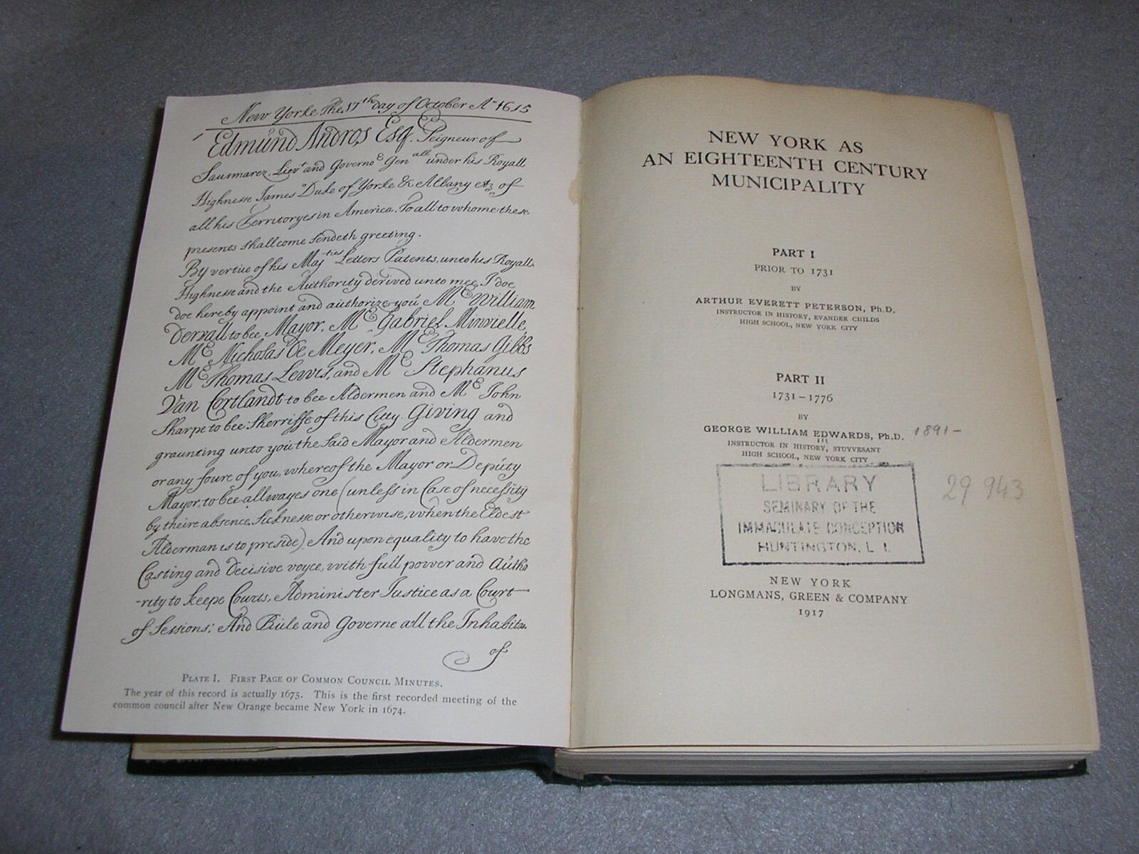 Antique NYC History Book New York City as an 18th Century Municipality 1917