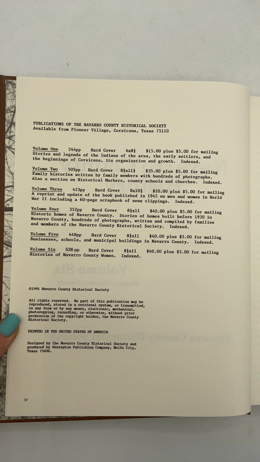Navarro County History: Volume Six, Women of Navarro County Hardcover 1991