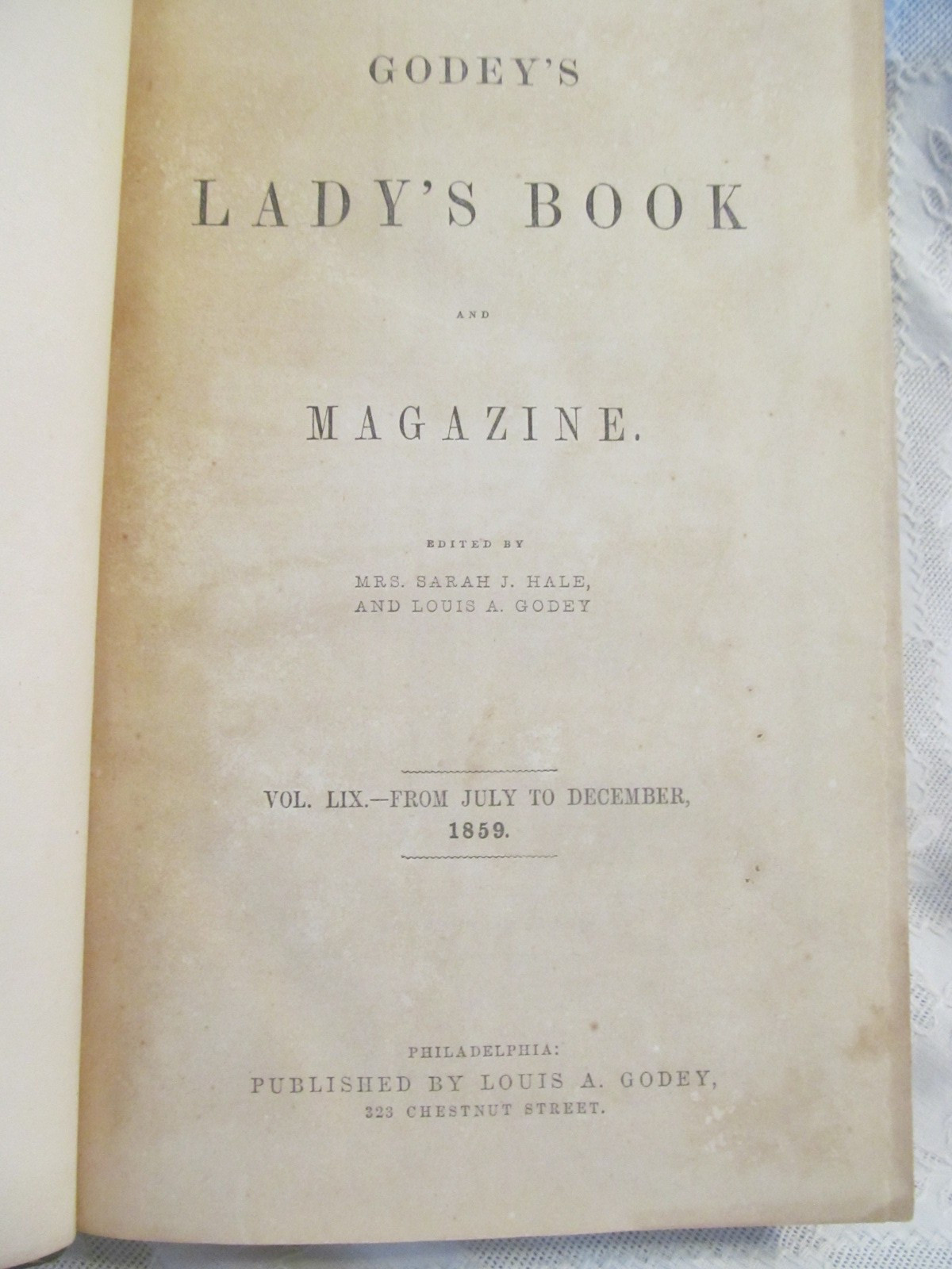 c1859 GODEYS LADYS BOOKS~2 Volumes Full Year~Antique Hand Tinted Fashion Prints
