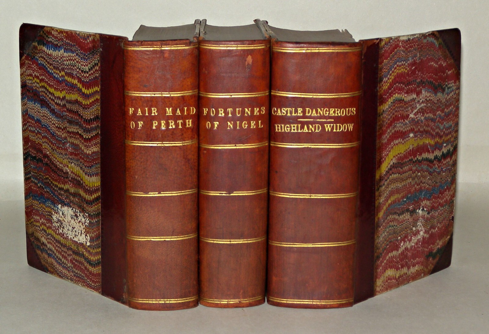 14 Waverley Novels 1830s Walter Scott Robert Cadell Leather Spine HB Collection