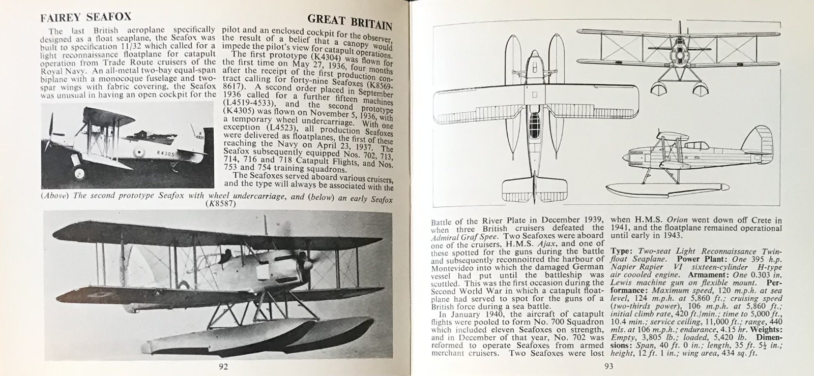 GREEN ” WAR PLANES OF THE SECOND WORLD WAR: FLOATPLANES ” VOL. 6 1968 HC VG+