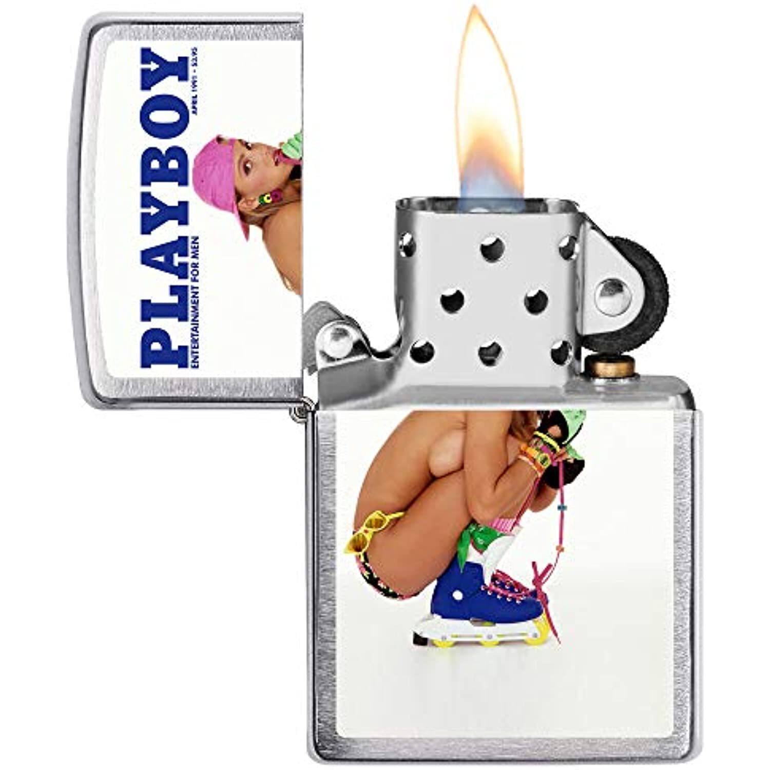 Zippo Playboy April 1991 Cover Satin Chrome Windproof Lighter NEW RARE