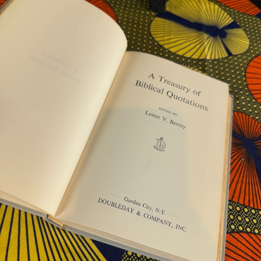 A Treasury of Biblical Quotations Lester V Berrey 1968 Doubleday Hardcover