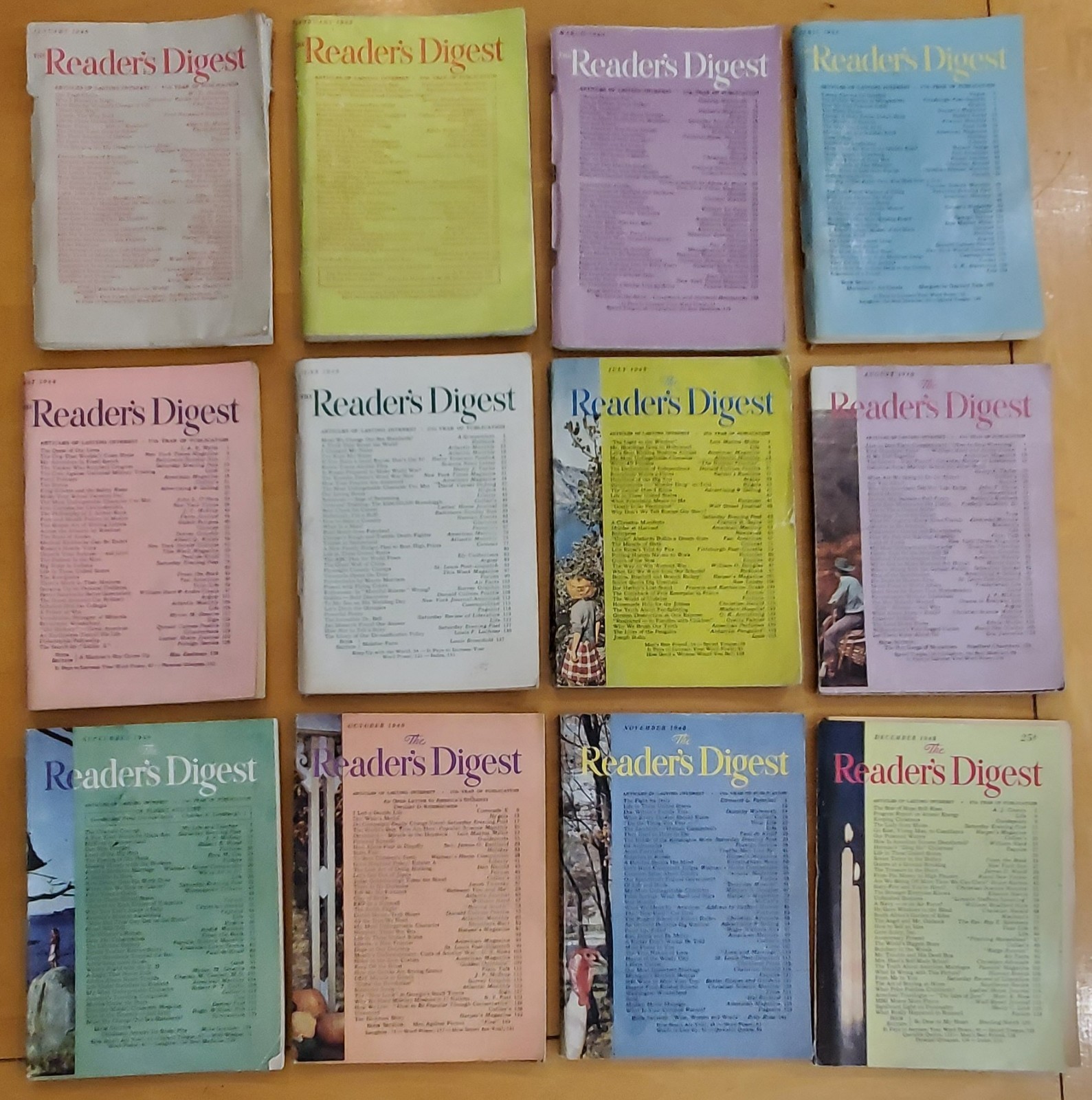 Lot of 12 – 1948 Reader’s Digests 12 Months, Entire Year FREE Shipping