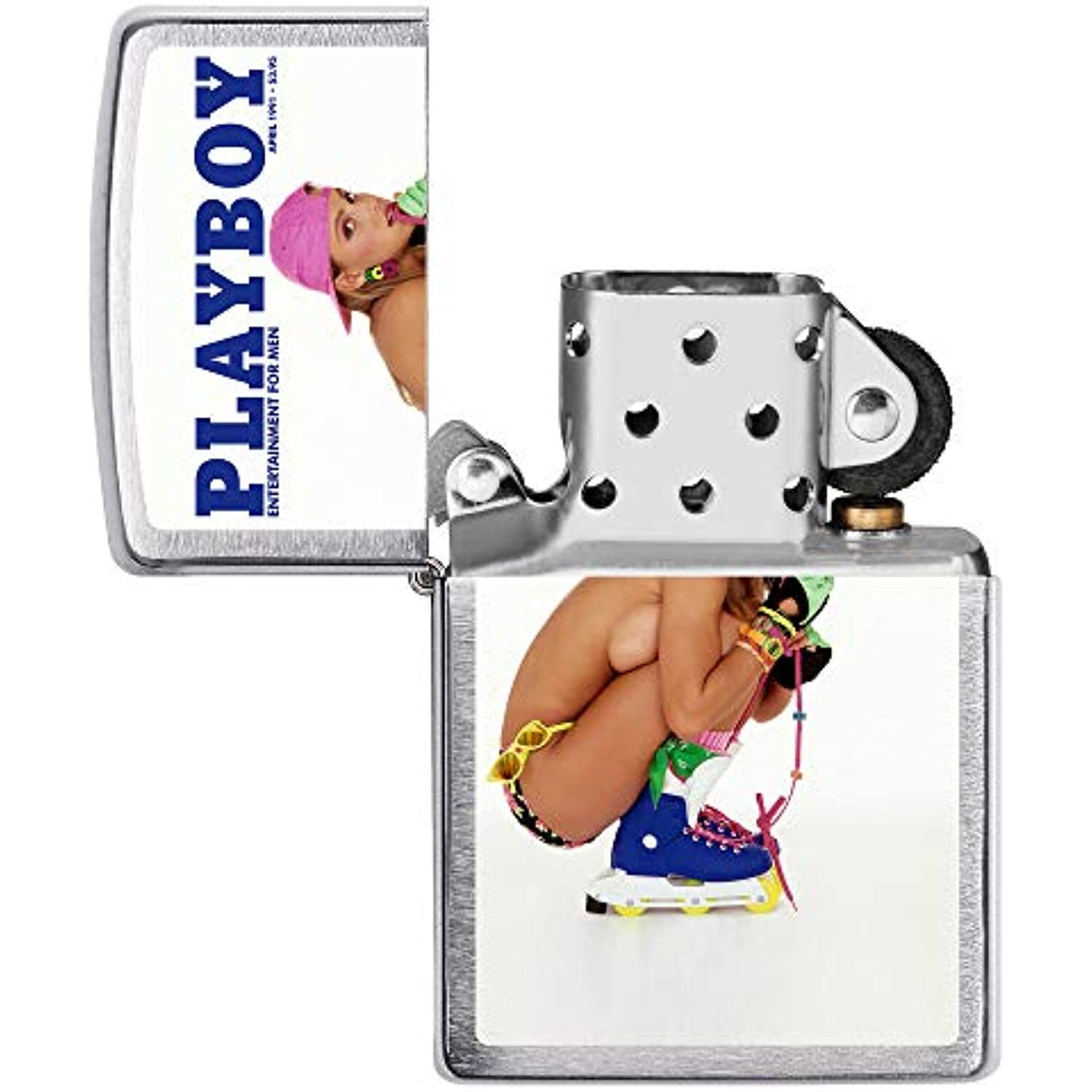 Zippo Playboy April 1991 Cover Satin Chrome Windproof Lighter NEW RARE