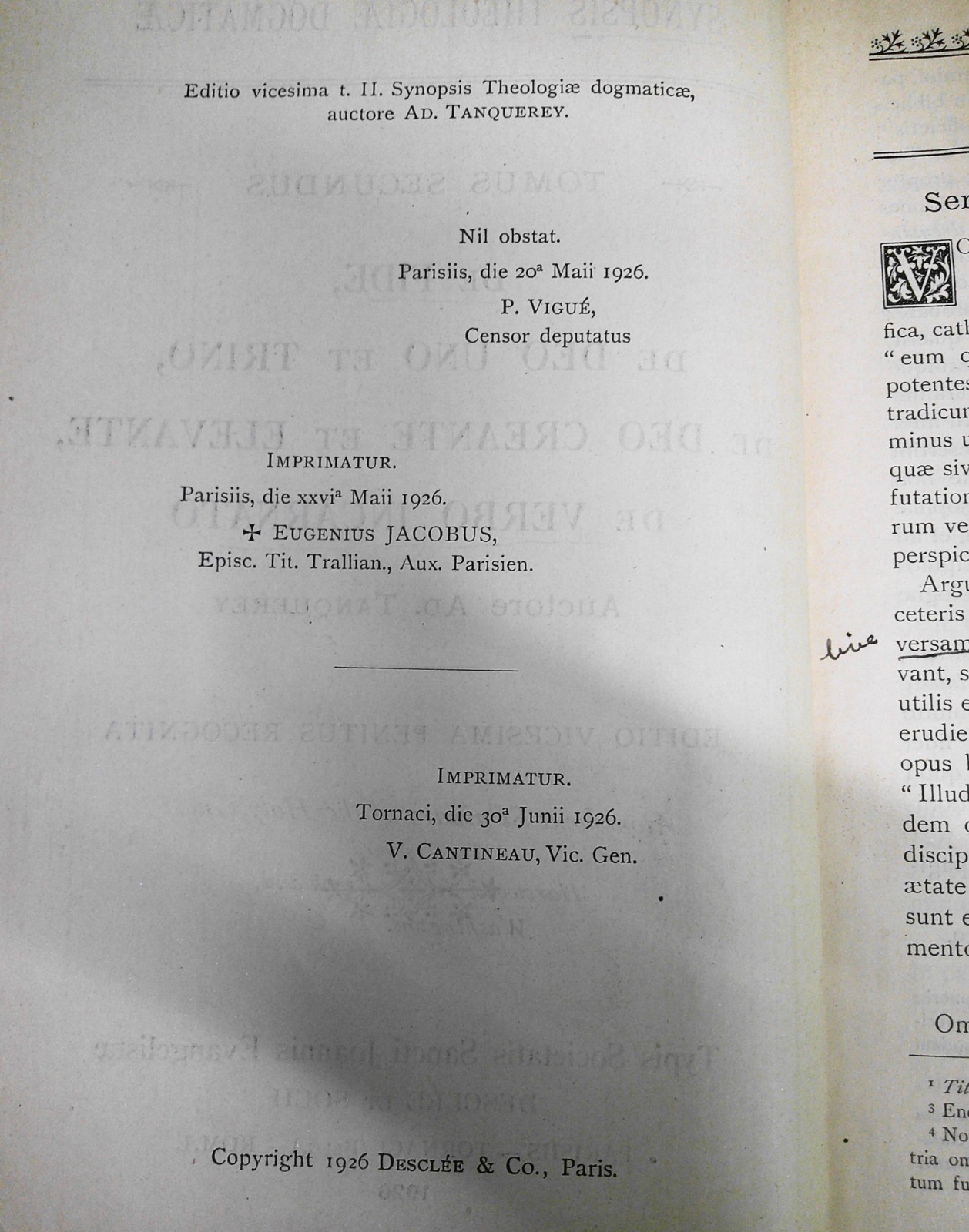 Tanquerey: Theologicae Dogmaticae Fundamentalis – 3 Vols. 1903, 1906, 1926.