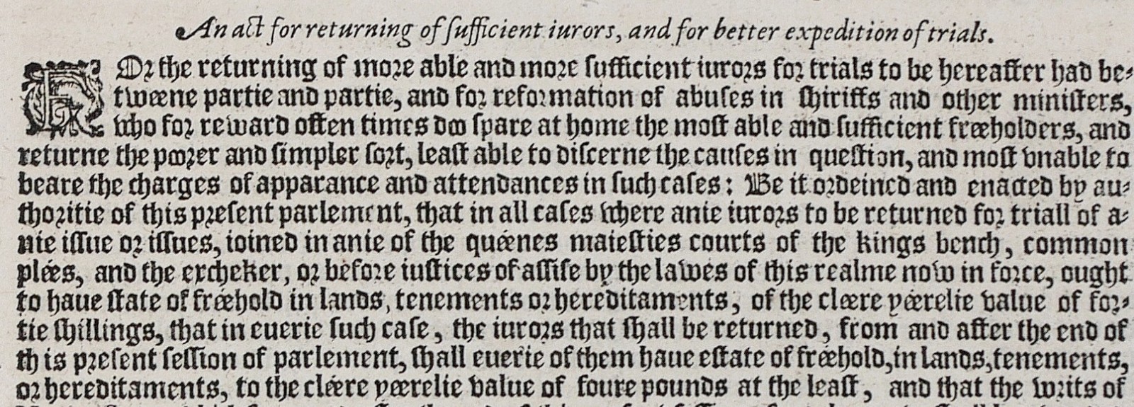 Court Reform & Murder Cases – 1587 Grafton Statute Leaf – Elizabeth I 27 Eliz.