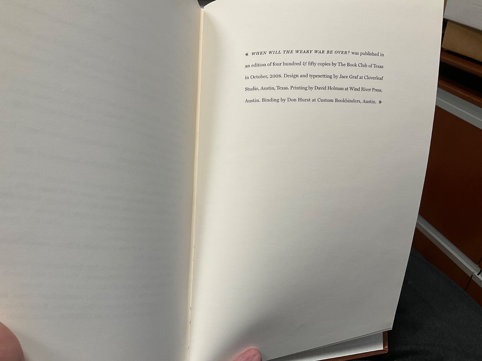 When Will This Weary War[Civil War]Be Over?, Fine Ltd, Book Club of Tex. 2008