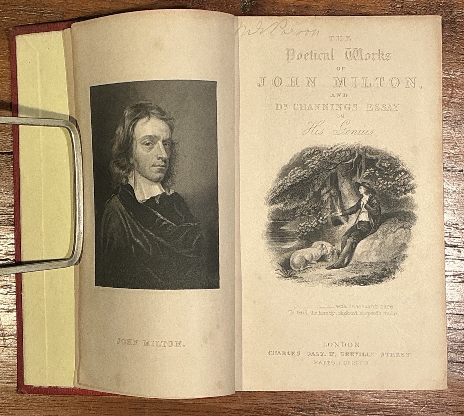 THE POETICAL WORKS OF JOHN MILTON PARADISE LOST POEMS MEMOIR Vintage 1800’s HC