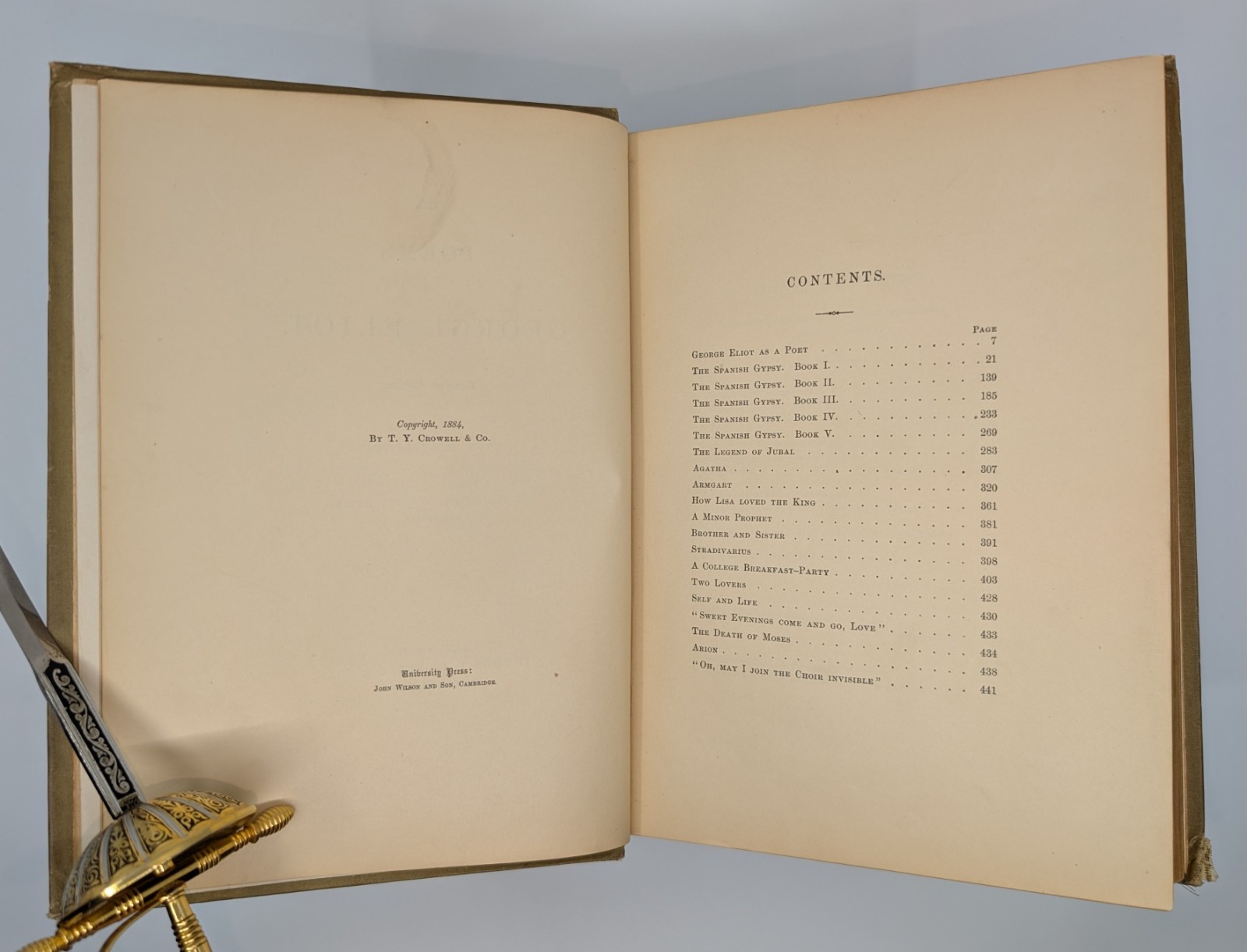The Poems of George Eliot 1884 Antique Victorian Illustrated Cloth Book