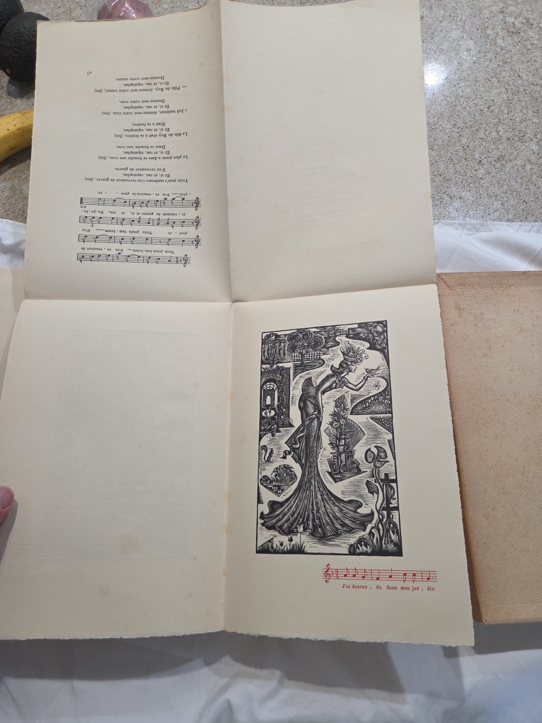 1950 Vieilles Chansons De France. Unbound, 33 Woodcuts Slipcase W/Wear Lemagny